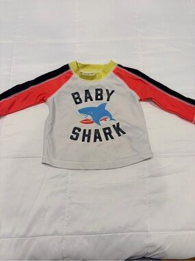 GAP Baby Shark Long-Sleeve Rashguard - White, Coral, Navy, Lime